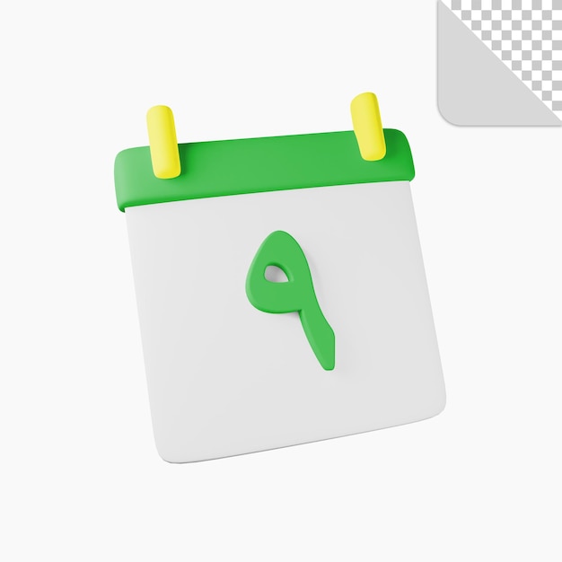 3D render calendário do ramadã com número arábico