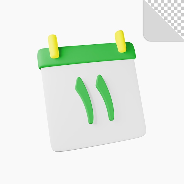 3D render calendário do ramadã com número arábico