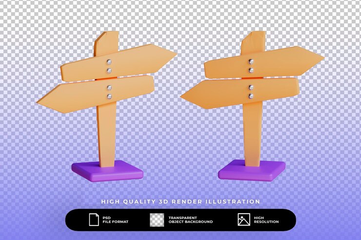 PSD 3d, render, calle, señal, conjunto, aislado, ilustración