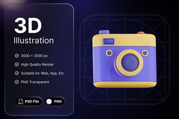 3D Render Cámara Entretenimiento Concepto Moderno Icono Ilustraciones Diseño