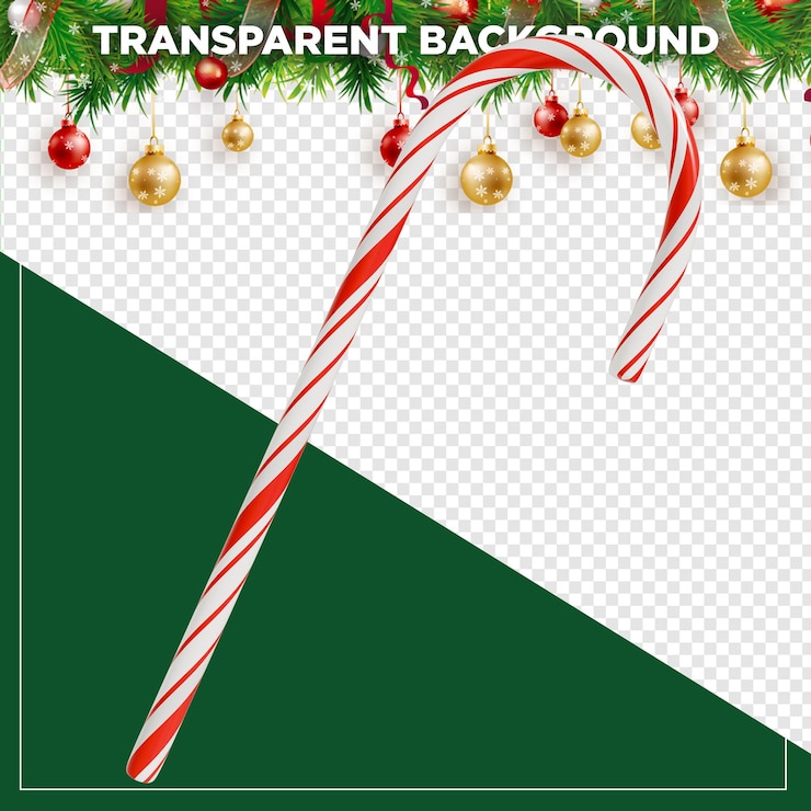 PSD 3d render candy cane navidad con fondo transparente