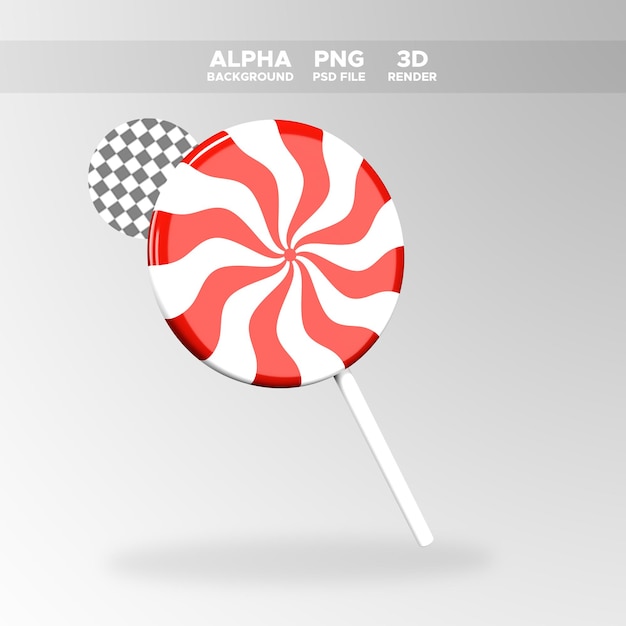 PSD 3d-render-candy-stick-symbol für designillustration