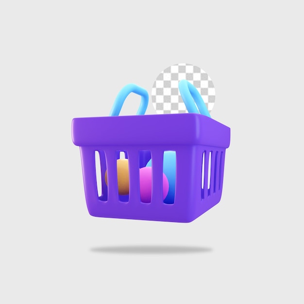 PSD 3d render carrinho de compras