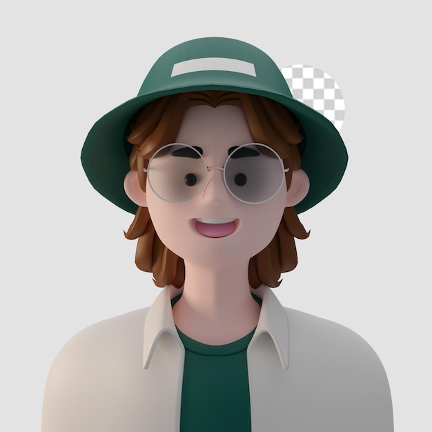 PSD 3d-render-cartoon-avatar isoliert