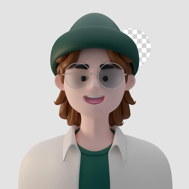 3D-Render-Cartoon-Avatar isoliert