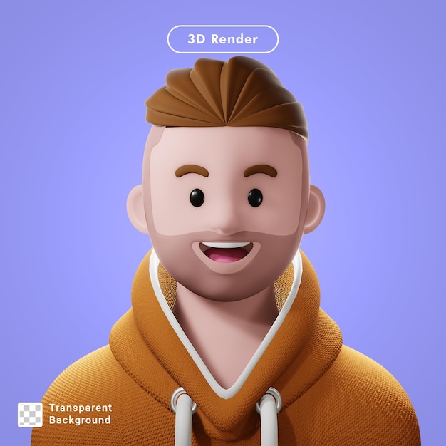 PSD 3d-render-cartoon-avatar isoliert