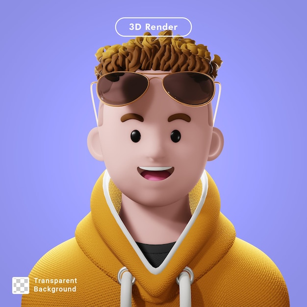 PSD 3d-render-cartoon-avatar isoliert