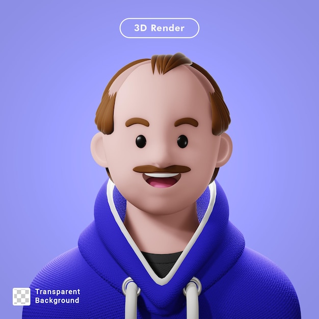 3D-Render-Cartoon-Avatar isoliert