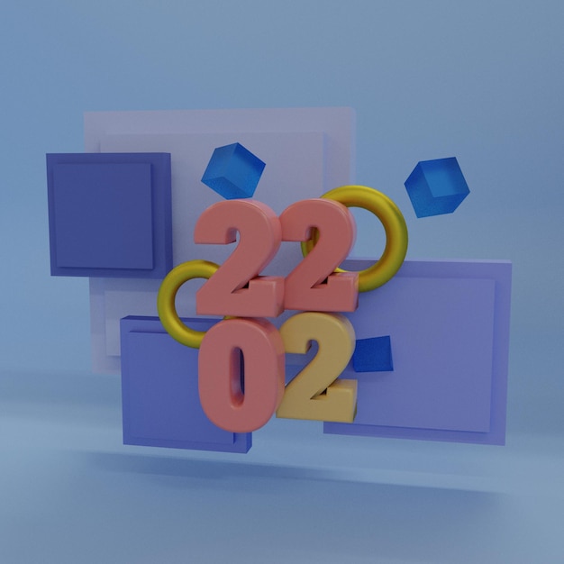 3d render celebración de año nuevo