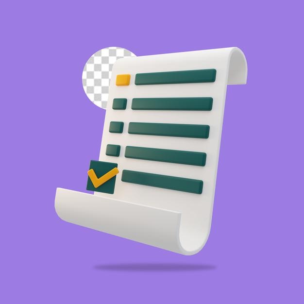 3d render chacklist icon isolated