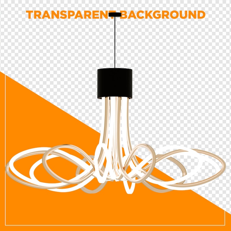 PSD 3d render chandelier pendente luz de teto com fundo transparente