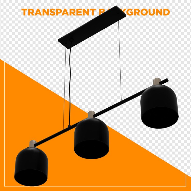 PSD 3d render chandelier pendente luz de teto com fundo transparente