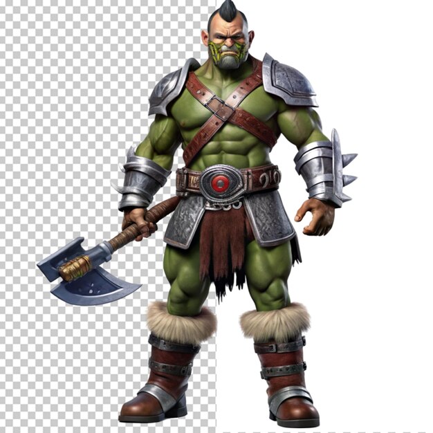 3d render character orc warrior on a transparent background