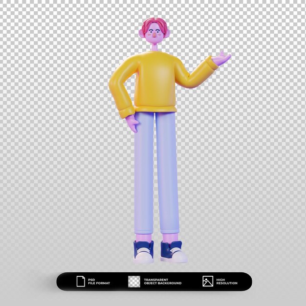 3D-Render-Charakter-Illustration Einführungspose