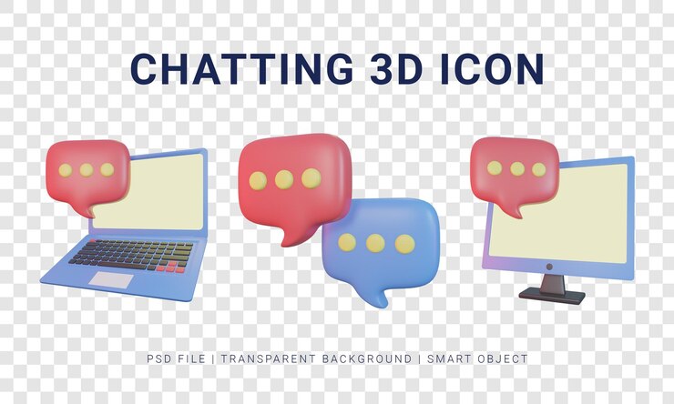 PSD 3d render chat en línea
