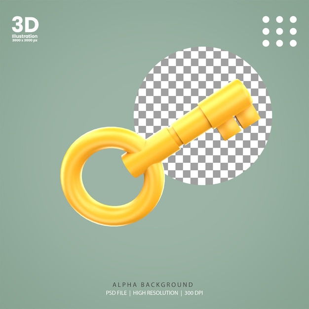 3D Render Chiave Tesoro Illustrazione