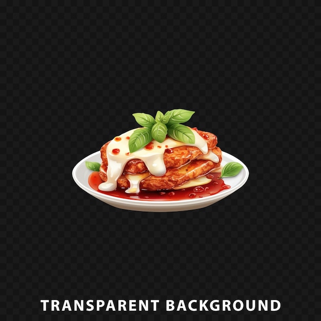 PSD 3d render chicken parmigiana isolado em fundo transparente