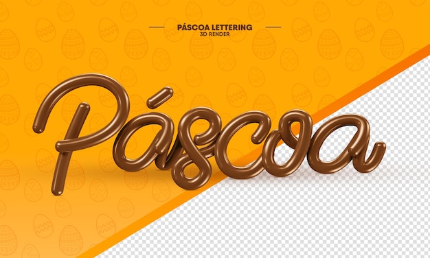 3d render chocolate letras de pascua en portugués brasileño