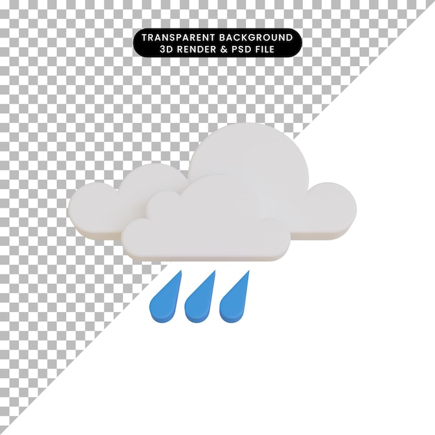PSD 3d render clima icono lluvia