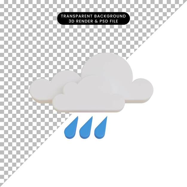 3d render clima icono lluvia