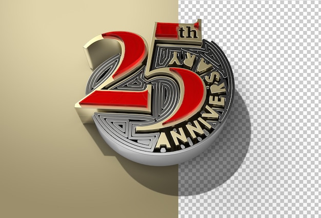 3d render comemoração do 25º aniversário arquivo psd transparente