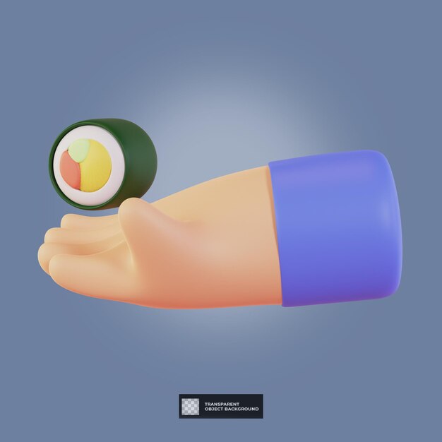 3d render comida tradicional japonesa roll sushi