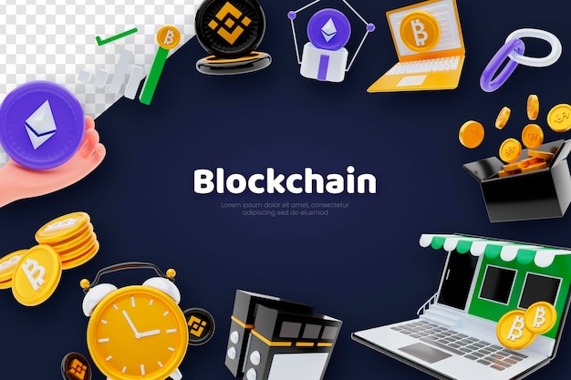 3d render conceito de fundo de blockchain