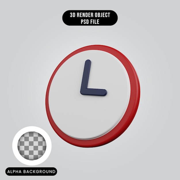 PSD 3d render conceito de relógio de ícone simples