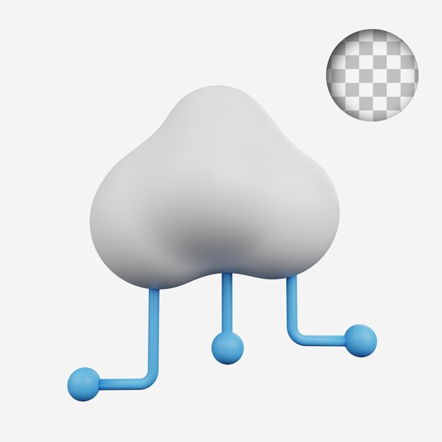 PSD 3d render conceito tecnologia ícone nuvem