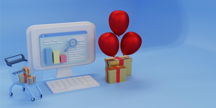PSD 3d render concepto de compras en línea