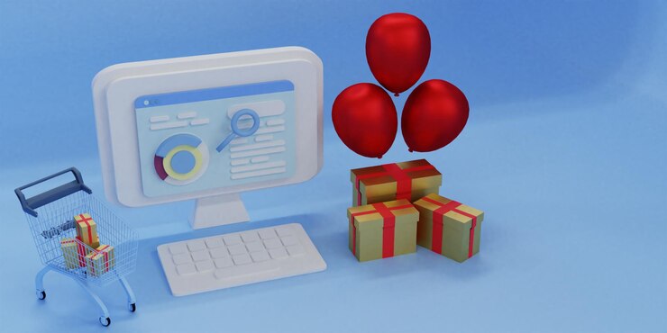 PSD 3d render concepto de compras en línea