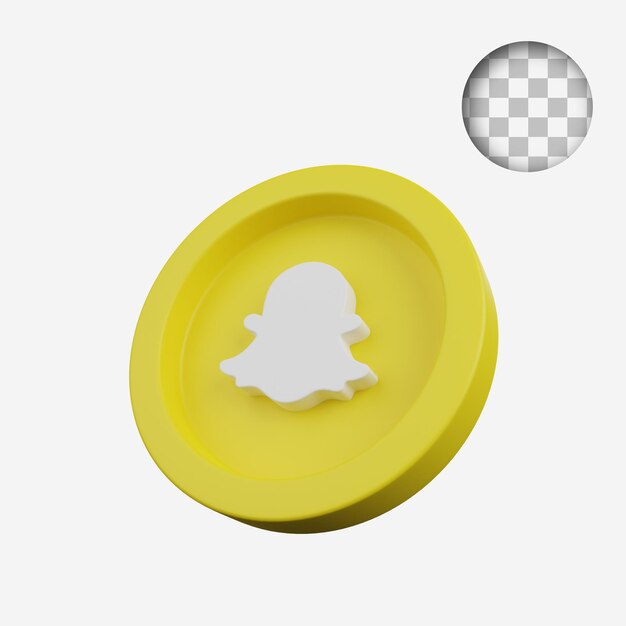 3d render concepto moneda del icono de redes sociales snapchat