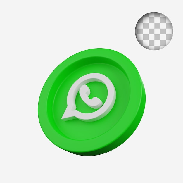 3d render concepto moneda del icono de redes sociales whatsapp