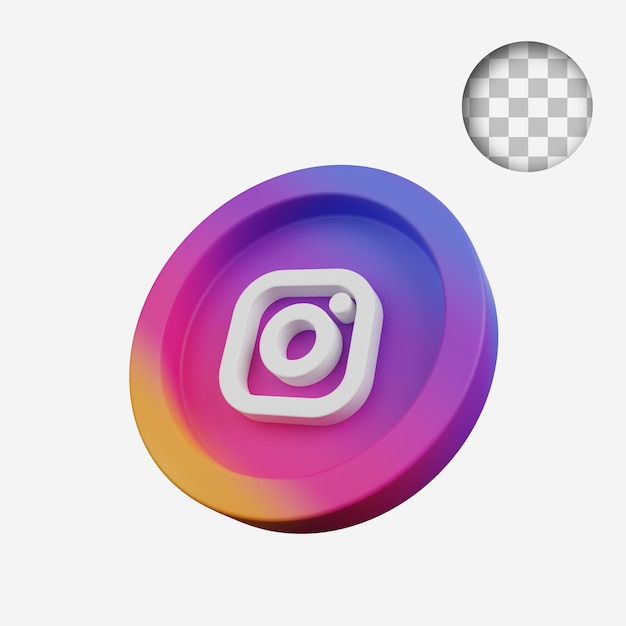 PSD 3d render concepto moneda de instagram de icono de redes sociales