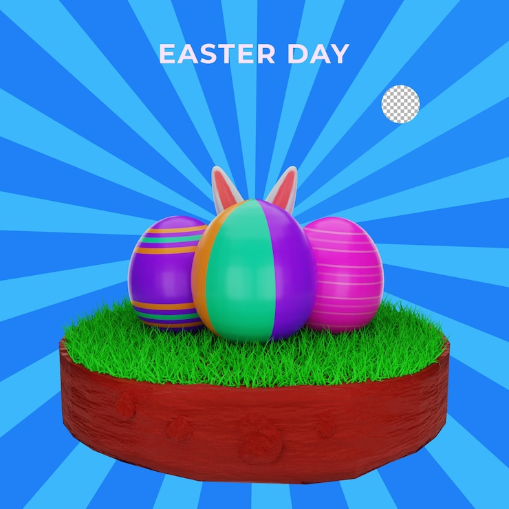 PSD 3d render conejito ornamento evento día de pascua