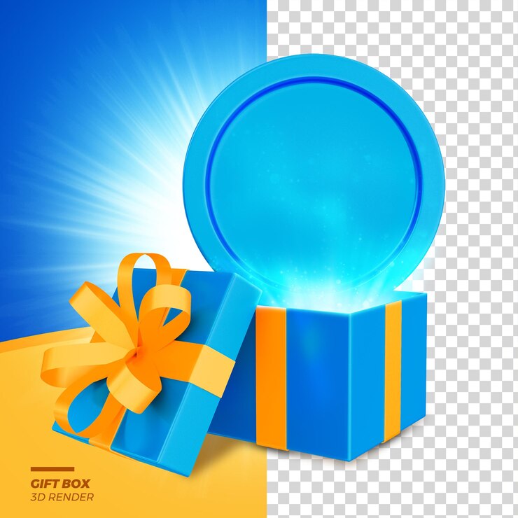 3d render confezione regalo per la festa del papà con luci premium psd
