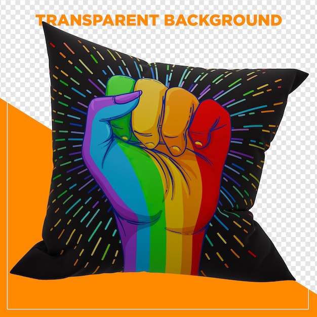 3d render confortevole cuscino LGBT con sfondo trasparente