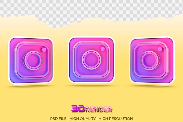 PSD 3d render conjunto de iconos de redes sociales