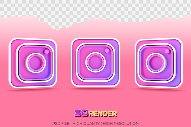 3d render conjunto de iconos de redes sociales