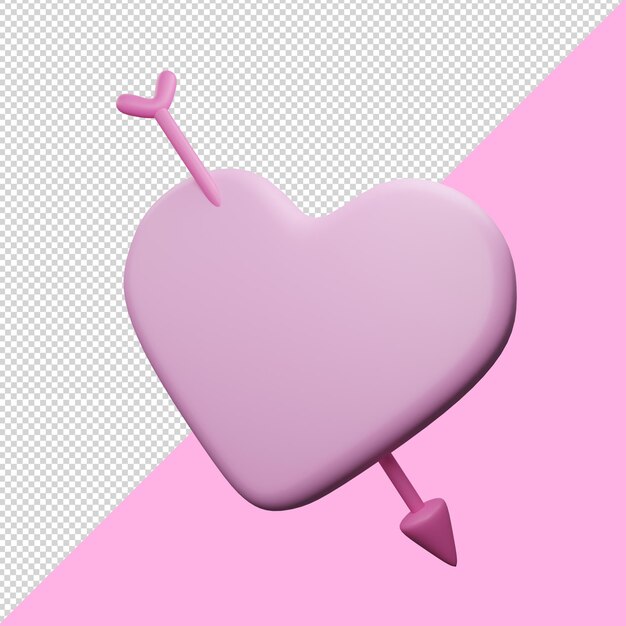 PSD 3d render un corazón atravesado por el amor