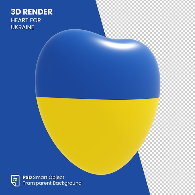 3d render corazón para ucrania