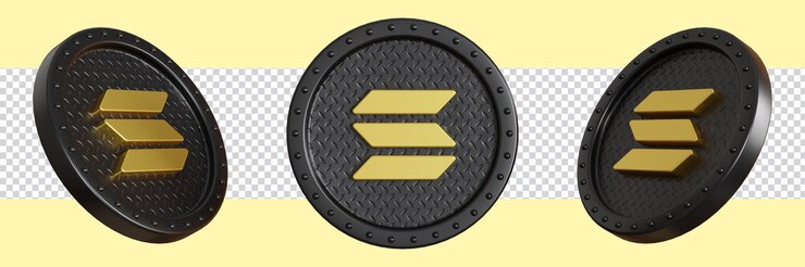 PSD 3d render criptomoneda solana