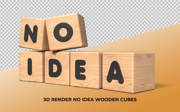 3d render cubo madera carta sin idea