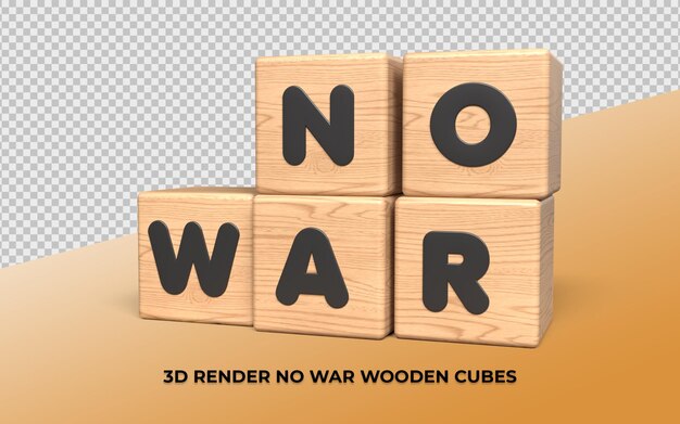 3D render cubo madera carta no guerra