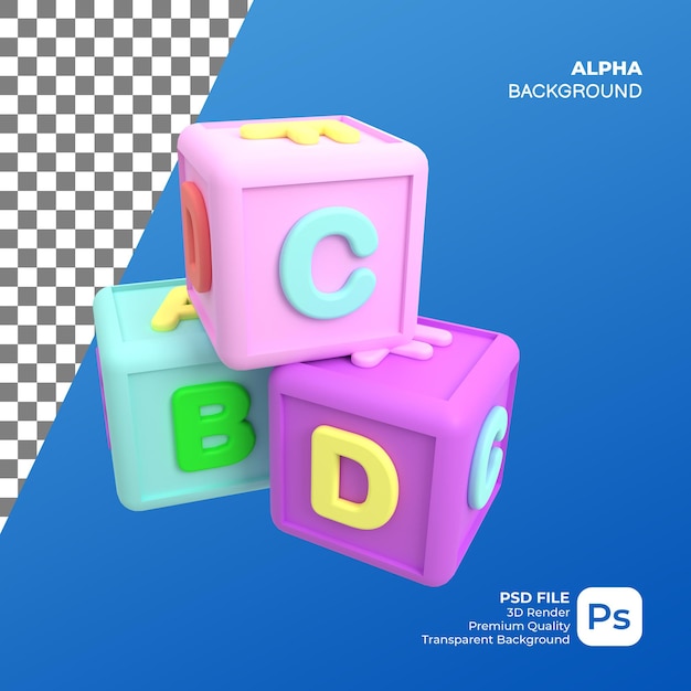PSD 3d render cute baby letter box