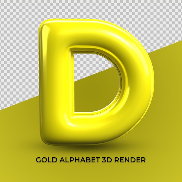 PSD 3d render d alfabeto plástico amarillo