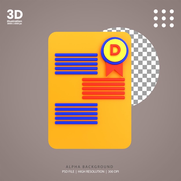 PSD 3d render d informe ilustración