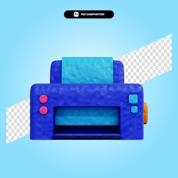 3D-Render-Darstellung des Druckers isoliert