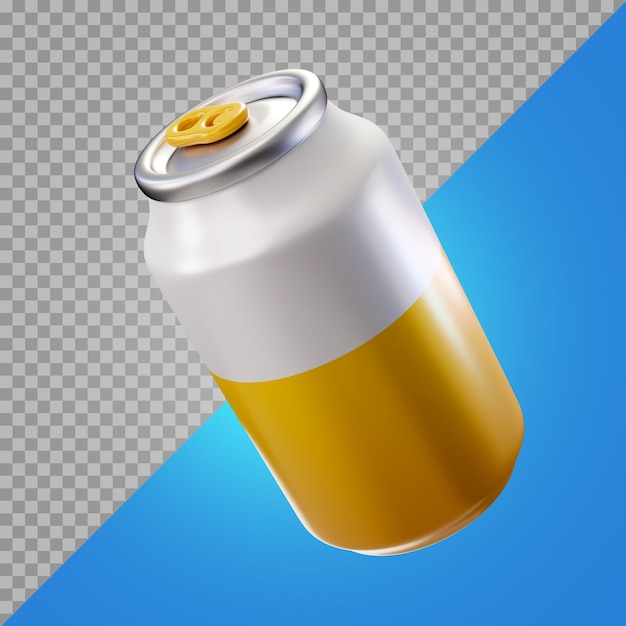 3D-Render-Darstellung Gelbe Bierdose mit weißem Etikett