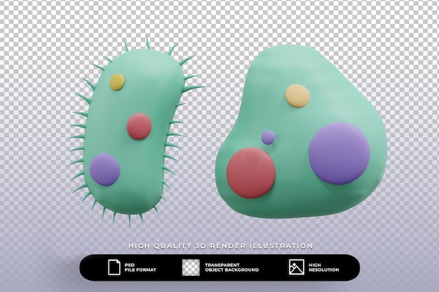 3d-render-darstellung keim bakterien virus symbol isoliert set